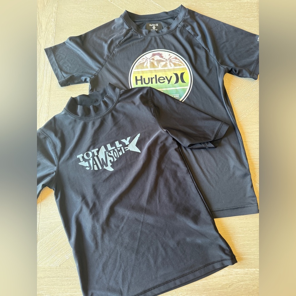 Hurley Black Kids Rash Guard with Graphic Logos plus one more both M